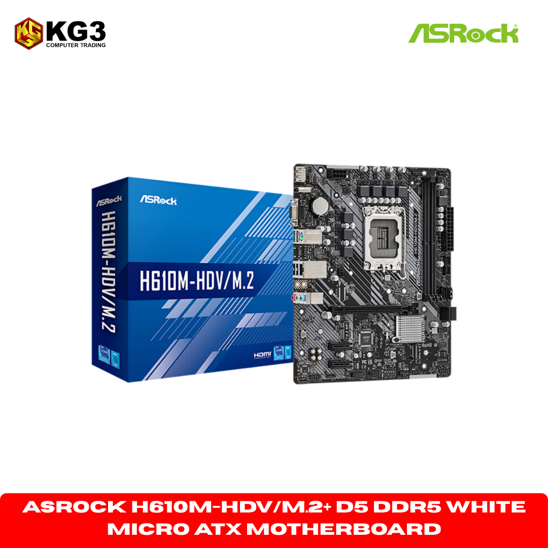 ASRock H610M-HDV/M.2+ D5 DDR5 White Micro ATX Motherboard